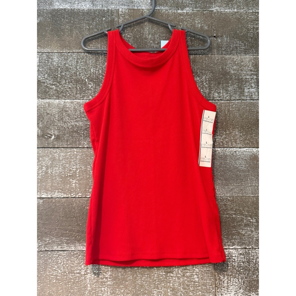 Cat & Jack Ribbed Tank Top Girls Size L 10/12 Red